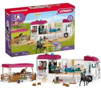 SCHLEICH Horse Club - 227PC Lisa Transporter Playset - Horse Toy Trailer Set with Family, 3 Horses, Dog, Grooming Station & Rooftop Pool for Real Water Play - Realistic Toys for Kids Ages 5+ | 42619