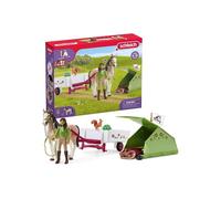 Schleich Horse Club - 23 PC Sarah's Camping Adventure Horse Playset - Includes Rider, Mare, Wagon, Tent and Accessories - Kids Ages 5+ | 42533