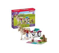 schleich Horse Club - 32PC Cute Carriage Playset with Pony Figurine - Realistic Horse Coach Set with Toy Rider and Dog - Kids Ages 5+ | 42467