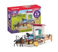 Schleich Horse Club - 34PC Stall Extension Horse Toy Playset with Mare and Foal Figure, Cat Figurine, and Accessories - Stable Set for Girls and Boys - Interactive, Realistic Kids Toys Ages 5+ - 42611