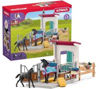 Schleich Horse Club - 34PC Stall Extension Horse Toy Playset with Mare and Foal Figure, Cat Figurine, and Accessories - Stable Set for Girls and Boys - Interactive, Realistic Kids Toys Ages 5+ - 42611
