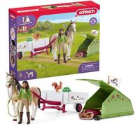 SCHLEICH HORSE CLUB - 42533 Sarah's Camping Adventure Horse Playset, 23-Piece Toy Horse and Trailer Set with Doll and Camping Tent, Horse Toys for Girls and Boys Ages 5+