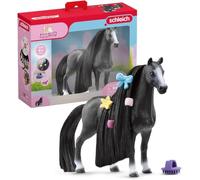 Figurine Jument Quarter Horse a coiffer 8 Pieces - Figurine Cheval a La Criniere Brossable avec Accessoires - Cadeau pour Enfants