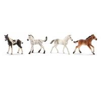 Schleich Horse Club 4-Piece Horse Foal Collector Set for Girls and Boys Ages 5+, Including Pinto, Knabstrupper, Mustang, and Holsteiner Foal Toy Baby Horse Figurines, Horse Gifts for Kids Ages 5+
