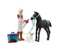 SCHLEICH Horse Club Horse Grooming with Appaloosa Foal Toy Playset - 42755