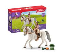 Schleich Horse Club Lipizzaner Mare Horse and Rider Figurine Playset - Realistic Rider and Horse with Feed Bucket Saddle and More Playtime Fun for