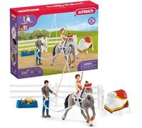 SCHLEICH HORSE CLUB - Mia's Vaulting Set, 18 Piece Horse Play Set with Rider, Horse, and Trainer, Horse Toys for Girls and Boys Ages 5-12