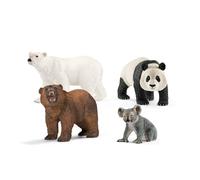 Schleich Wild Life - 4 PC Bear Figure Toy Playset - Realistic Panda, Koala, Grizzly and Polar Bear Figurine for Kids and Toddlers - Educational Animal Toys for Boys and Girls Ages 3+ - 77589