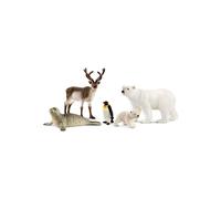 Schleich Wild Life- 5PC Arctic Animal Toy Bundle with Penguin, Reindeer, Seal, Polar Bears-Animal Figurine Starter Set for Snow Safari, Ages 3+|77421