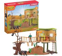 SCHLEICH Wild Life 42594 Safari Ranger Adventure Station Action Playset - Safari Animals Tree Toys Playset with Alligator, Panther, Safari Base, Guide Figurine, Gift for Boys and Girls Ages 3+