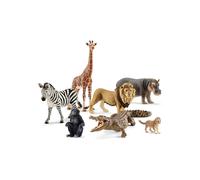 Schleich Wild Life - 7PC Savannah Animal Toy Bundle | 77763 | African Wildlife Playset, Zebra Giraffe Monkey Alligator Cheetah Hippo Lion Figurines