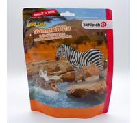 Schleich Wild Life Pack 2 Animals, Zebra And Crocodile - Series 5 - 87677
