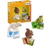 Schleich Wild Life Polar Bear, Squirrel, Frog With Track And Habitat 42474