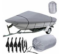 Schleuder Heavy Duty 420D Waterproof Canvas Trailable Boat Cover, Fits V-Hull Tri-Hull Runabout Boat Cover (17-19FT-V)