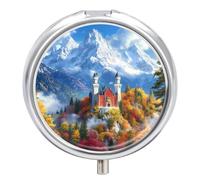 Schloss Neuschwanstein Pill Box 3 Compartment Small Portable Medicine Case Pill Organizer for Pocket Purse