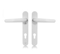 Schlosser Technik Uros White Door Handle (PZ 92mm, 122mm Screw Hole Distance, 211mm Overall) Aluminium Short Backplate, UPVC Front Door Handle