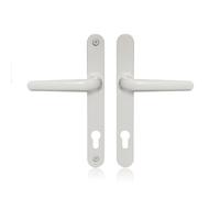 XFORT Uros White UPVC Door Handle, (PZ 92mm, 211mm Screw Hole Distance, 243mm Overall) Long Backplate Aluminium, Front Door Handle