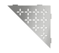 Schluter Systems Triangular Corner Shelf-E - Floral Design - Brushed Stainless Steel (SES1D5EB) - Kerdi-Line Shower Acessory