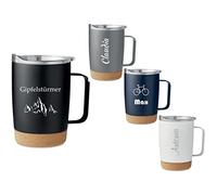 Schmalz Ruby Insulated Mug 300 ml - Personalised with Engraving or Name, Double Walled, Stainless Steel, Sliding Lid, Non-Slip Cork Base, Gift Idea for Birthday, Mother's Day, Father's Day, Christmas