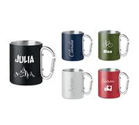 Schmalz® Trumba Stainless Steel Mug with Carabiner Hook with Engraving Personalised Gift | Name | Engraved | Mug | Anniversary | Birthday | Gift Idea