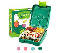 schmatzfatz Junior Kids Lunch Box with Compartments - BPA-Free, Lunch Box for Toddler- Multi Compartment Bento Box for Children - Leakproof Bento Box for Kids (Green)
