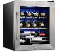 Schmécké Lockable 12 Bottle Wine Cooler Large Freestanding Wine Cellar Red White Champagne Sparkling Digital Temperature Control Refrigerator 41f-64f Stainless Steel