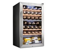 SCHMÉCKÉ - Lockable Dual Zone Wine Cooler - Large Freestanding Wine Cellar for Red, White, Champagne and Sparkling Wine - 41f-64f with Stainless Steel Digital Temperature Control