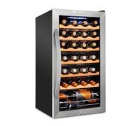SCHMÉCKÉ - Wine Cooler with 28 Lockable Bottles, Large Freestanding Wine Cellar for Red, White, Champagne or Sparkling Wine, Digital Fridge with Temperature Control 41f-64f, Stainless Steel