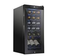 SCHMECKE Wine Refrigerator Lockable for 18 Bottles, Large Freestanding Cellar, Digital Temperature Control, for Red, White, Champagne or Sparkling Wine, Black