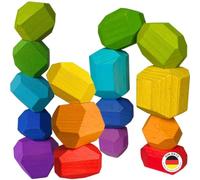 SCHMETTERLINE® Stacking stones for children made of wood (16 stones) - Balancing stones according to Montessori from 3 years - Wooden stacking toy made of natural beech wood
