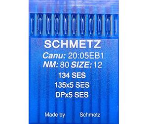SCHMETZ 10 134 SES sewing machine needles, round bottom flask, DPx5 SES thickness 80/12