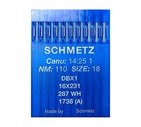 Schmetz - 10 Needles for Industrial Sewing Machine, Thickness 110/18, DBx1 1738(A), 16 x 231, Round Piston