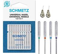 Schmetz 10 Pcs Universal Sewing Machine Needles (Standard) Various Sizes 70/10, 80/12, 90/14 and 100/16 Assorted 70-100 +2 Threaders