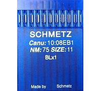 Schmetz 10 Round Shank Sewing Machine Needles BLx1 ST.75 for Bernette Overlock MO 203/204, Juki Lock MO 102-104/MO 134, Riccar Lock F4/RL 340-343 - Pack of 10