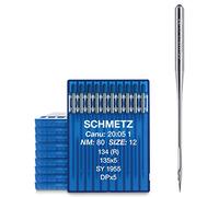 SCHMETZ | 100 Industrial Sewing Machine Needles | Round Piston | 134 (R), 135X5, SY 1955 and DPX5 | Needle Thickness 80/12 | Note: Check the recommended needle system in the user manual