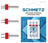 Schmetz Twin Sewing Machine Needles - Assortment 75(11)-90(14) Universal Needle for Parallel Seams & Decorative Stitching, Compatible with All Household Sewing Machines with Zigzag Function 3 Piece