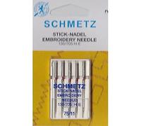 SCHMETZ Domestic Sewing Machine Needles |5 Embroidery Needles | 130/705 H-E | Needle Size: 75/11 | for on All Conventional Household Sewing Machines and Household Embroidery Machines