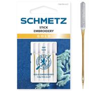 SCHMETZ Domestic Sewing Machine Needles |5 Gold Embroidery Needles |130/705 H-ET | Needle Size: 75/11 | for All Conventional Household Sewing Machines and Household Embroidery Machines