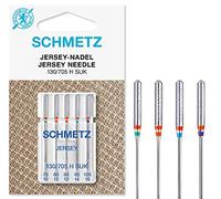 SCHMETZ Domestic Sewing Machine Needles | 5 Jersey Needles | 130/705 H SUK | Needle Size 1x 70/10, 2X 80/12, 1x 90/14 and 1x 100/16 | for on All Conventional Household Sewing Machines