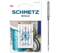 Schmetz Metallic Sewing Machine Needles - Size 90/14, 5 Pack Extra-Long Eye for Smooth Metallic Thread Flow - Ideal for Decorative Stitches & Embroidery - Fits Most Home Sewing Machines