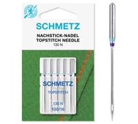 Schmetz 5 Topstitch Sewing Machine Needles, Size 100/16, Flat Shank, System 130 N