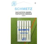 Schmetz 5 Topstitch Sewing Machine Needles, Size 80/12, Flat Shank, System 130 N