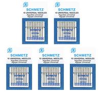 SCHMETZ 50 Schmetz Universal Sewing Machine Needles - Assorted Sizes - Box of 5 Cards