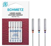 SCHMETZ Domestic Sewing Machine Needles | 5 Leather Needles | 130/705 H LL | Needle Size 2x80/12, 2x90/14 and 1x 100/16 | Suitable for Sewing Leather