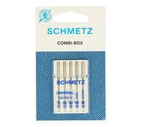 Schmetz Combi-Box Assorted Pack of 5 Universal 70/10, 80/12 & 90/14, Jeans/Denim 90/14 & Stretch 90/14 Sewing Machine Needles