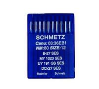 Schmetz Industrial Sewing Machine Needles: B-27 SES Overlocker Ball Point (Jersey), Packet of 10, Size: 80/12 (Single Packet) - Buy 2 GET 3rd Free! + Needle Threader