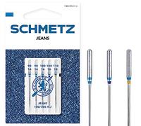 SCHMETZ Domestic Sewing Machine Needles | 5 Jeans Needles |130/705 H-J| Needle Size: 90/14-110/18 | Suitable for Working with Jeans and Similar Fabrics
