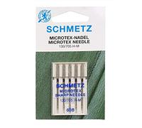 SCHMETZ Domestic Sewing Machine Needles | 5 Microtex Needles | 130/705 H-M | Needle Size 60/8 | Suitable for Particularly Dense or fine Woven Fabric