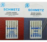 Schmetz Sewing Machine Needle Assortment, Leather & Jeans (Denim) - 10 Assorted 130/705 Needles