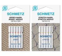 Schmetz Sewing Machine Needles Assortment, 10 Pieces - Jersey/Ball Point & Stretch, Sizes 70/10, 75/11, 80/12, 90/14